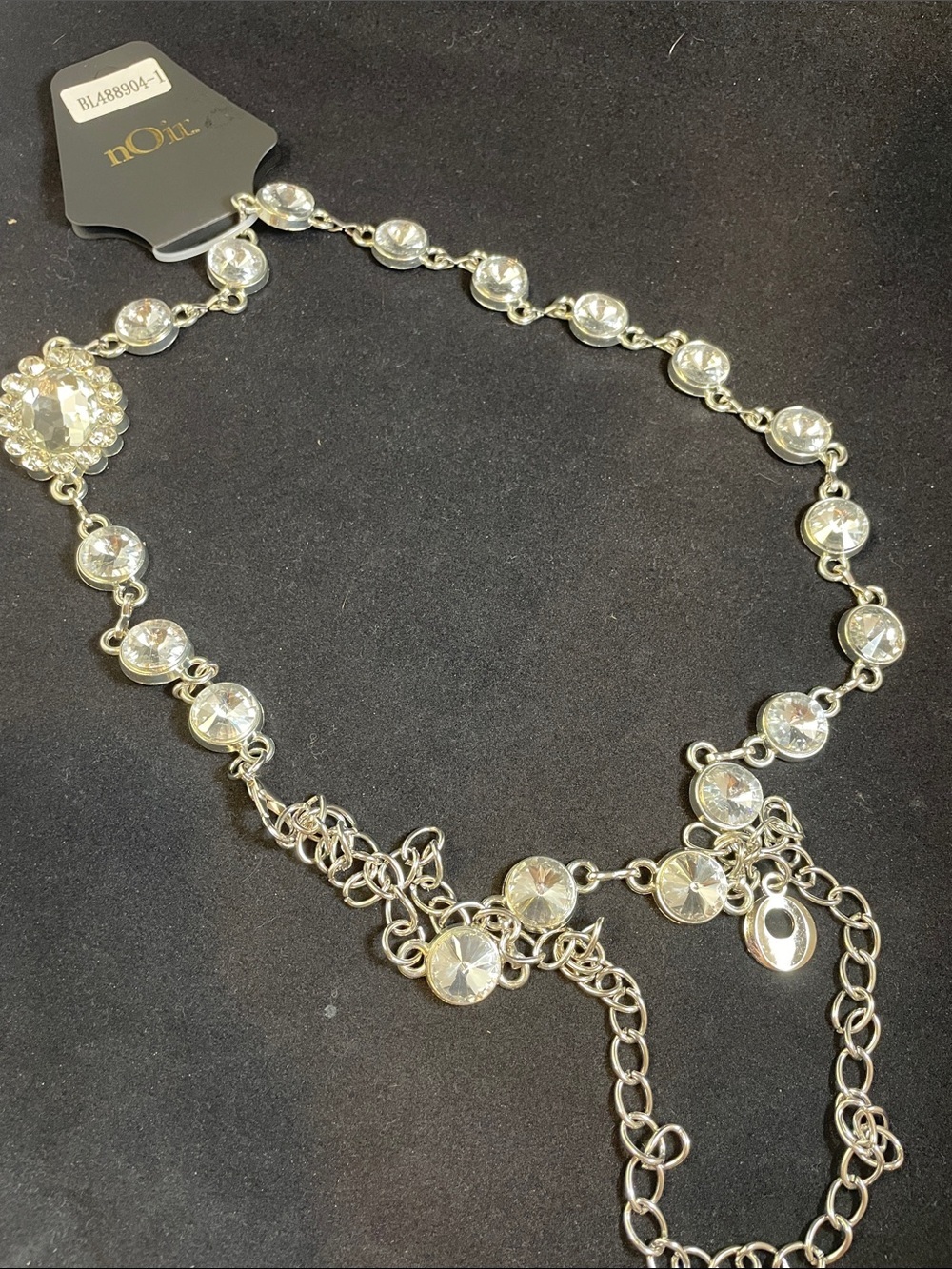 nOir Jewelry Clear Crystal Silver-Tone Belt